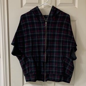 🌷3 for$20🌷Periphery, US L, Black Grey & Red Hooded Pocketed Plaid Cape